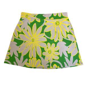 Zara Green Yellow Floral Print A-Line Mini Skirt Size S